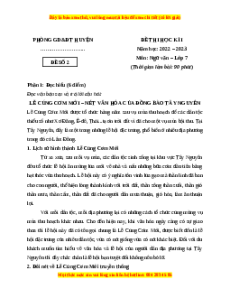 Đề thi cuối kì 1 Ngữ Văn lớp 7 Cánh diều có đáp án (Đề 2)