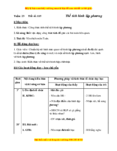 Giáo án Bài 115 Toán lớp 5: Thể tích hình lập phương
