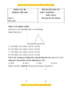Đề thi giữa kì 1 Toán lớp 4 Cánh diều (đề 3)