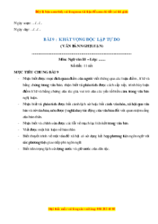 Giáo án Khát vọng độc lập và tự do (2024) Chân trời sáng tạo