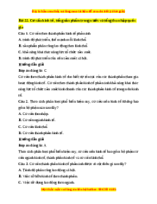 Trắc nghiệm Bài 22 Địa Lí 10 Kết nối tri thức: Cơ cấu kinh tế, tổng sản phẩm trong nước và tổng thu nhập quốc gia