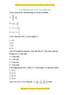 Trắc nghiệm Một số bài toán về tỉ số và tỉ số phần trăm Toán 6 Kết nối tri thức