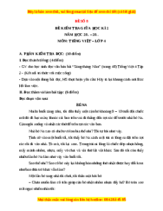Đề thi giữa kì 2 Tiếng Việt lớp 4 Kết nối tri thức (Đề 8)
