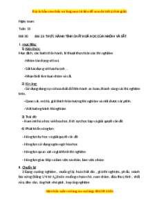 Giáo án Thực hành: Tính chất hóa học của nhôm và sắt Hóa học 9