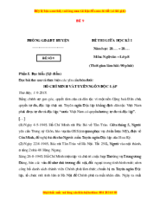 Đề thi giữa kì 1 Ngữ văn 8 Chân trời sáng tạo (đề 9)