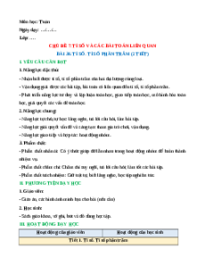 Giáo án Tỉ số. Tỉ số phần trăm Toán lớp 5 Kết nối tri thức
