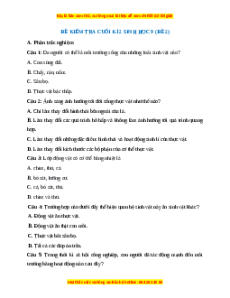 Đề thi cuối kì 2 Sinh học 9 (Đề 2)