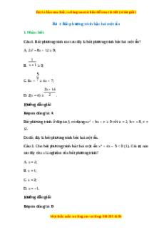 Trắc nghiệm Bất phương trình bậc hai một ẩn Toán 10 Cánh diều