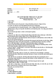 Giáo án Bất phương trình mũ và bất phương trình lôgarit Toán 12 Giải tích