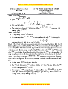 Đề thi vào 10 môn Toán tỉnh Nghệ An (Hệ không chuyên) năm 2021