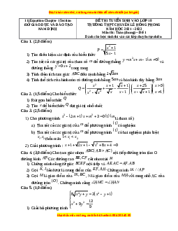 Đề thi vào 10 môn Toán tỉnh Nam Định năm 2022