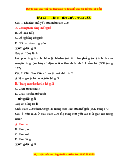 Trắc nghiệm Địa lí 7 Bài 23 Chân trời sáng tạo: Thiên nhiên châu Nam Cực