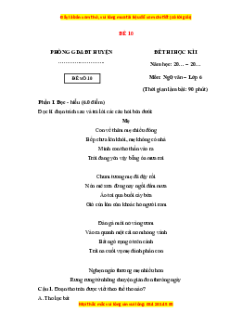 Đề thi cuối kì 1 Ngữ văn 6 Kết nối tri thức (đề 10)