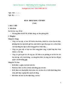 Giáo án Bài 8: Định dạng văn bản Tin học 12 Kết nối tri thức