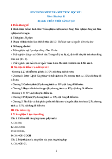 Đề cương ôn tập Cuối kì 1 Hóa học 12 Chân trời sáng tạo