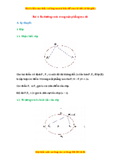 Lý thuyết Toán 10 Chân trời sáng tạo Bài 4: Ba đường conic trong mặt phẳng toạ độ