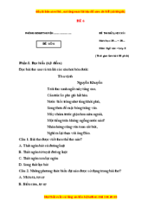 Đề thi giữa kì 1 Ngữ văn 8 Kết nối tri thức (đề 6)