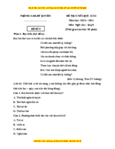 Đề thi cuối kì 2 Ngữ văn 8 Chân trời sáng tạo (Đề 9)