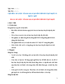 Giáo án Bài 20 Hóa học 12 Cánh Diều: Sơ lược về kim lại chuyển tiếp dãy thứ nhất