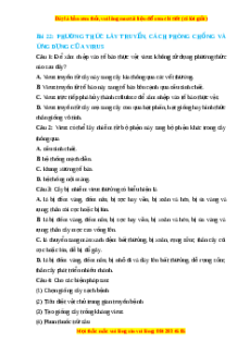 Trắc nghiệm Phương thức lây truyền, cách phòng chống và ứng dụng của virus Sinh học 10 Cánh diều