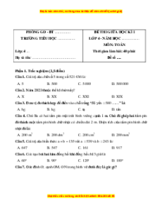 Đề thi giữa kì 1 Toán lớp 4 Kết nối tri thức (đề 2)