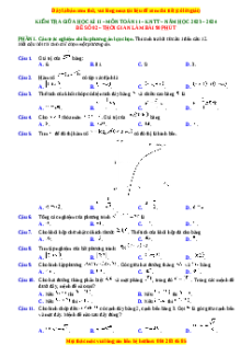 Đề thi giữa kì 2 Toán 11 Kết nối tri thức (theo cấu trúc đề minh họa 2025) Đề 2