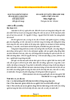 Đề thi thử Ngữ văn Sở Hải Phòng lần 1 năm 2023