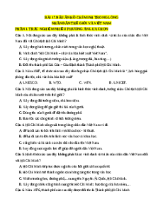Trắc nghiệm Bài 17: Dấu ấn Hồ Chí Minh trong lòng nhân dân thế giới và Việt Nam Lịch sử 12 Đúng-Sai, Trả lời ngắn 2025