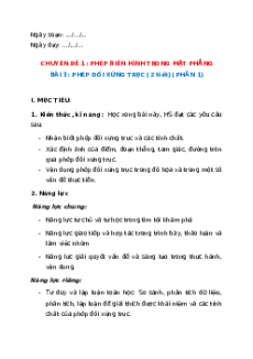 Giáo án chuyên đề Phép đối xứng trục Toán 11 Kết nối tri thức