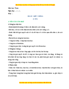 Giáo án Mét vuông Toán lớp 4 Cánh diều