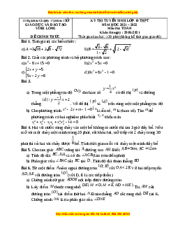 Đề thi vào 10 môn Toán tỉnh Vĩnh Long năm 2022