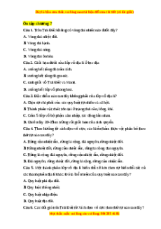 Trắc nghiệm Ôn tập chương 7 Địa lí 10 Chân trời sáng tạo