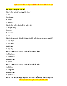 Trắc nghiệm Ôn tập chương 2 Địa lí 10 Chân trời sáng tạo