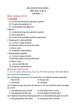 Đề cương ôn tập Cuối kì 1 Địa lí 9 Chân trời sáng tạo