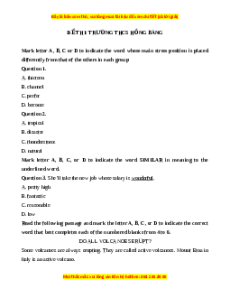 Đề thi cuối kì 2 Tiếng Anh 9 trường THCS Hồng Bàng năm 2023