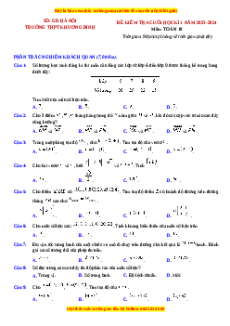 Đề thi cuối kì 1 Toán 10 năm 2024 trường THPT Khương Đình - Hà Nội