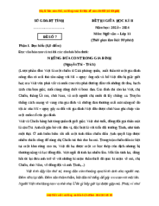Đề thi giữa kì 2 Ngữ văn 11 Chân trời sáng tạo (Đề 7)