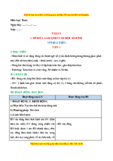 Giáo án Vị trí Toán lớp 1 Chân trời sáng tạo