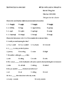 Đề thi giữa kì 2 Tiếng Anh 6 Right on trường THCS Long Phú