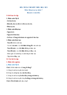 Đề cương Cuối kì 1 KHTN 7 Cánh diều có đáp án