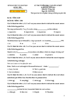 Đề thi vào 10 Tiếng Anh Tỉnh Hưng Yên năm 2023-2024