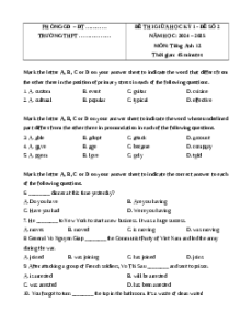 Đề thi giữa kì 1 Tiếng Anh 12 Global success (Đề 2)