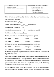 Bộ 18 đề thi giữa kì 2 Tiếng Anh 6 Right on có đáp án