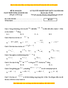 Đề Tốt nghiệp Toán 2024 theo đề tham khảo (Đề 7)