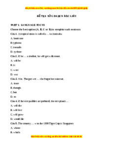 Đề thi cuối kì 2 Tiếng Anh 9 Sở GDKHCN Bạc Liêu năm 2023