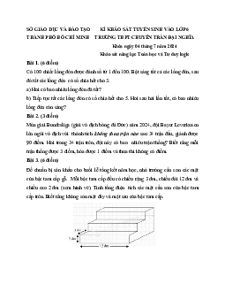 Đề thi vào lớp 6 Toán trường chuyên Trần Đại Nghĩa Hà Nội các năm