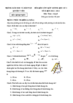 Đề thi cuối kì 1 Toán 8 Kết nối tri thức Phòng GD&ĐT Huyện Ý Yên-Tỉnh Nam Định