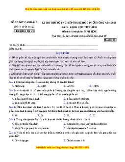 Đề thi thử Sinh học Sở Cao Bằng lần 1 năm 2023