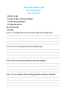 Đề cương ôn tập Cuối kì 2 Công nghệ lớp 5 Chân trời sáng tạo