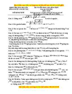 Đề thi vào 10 môn Toán tỉnh Thái Nguyên năm 2020